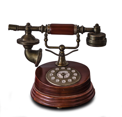 Antique telephone on the table
