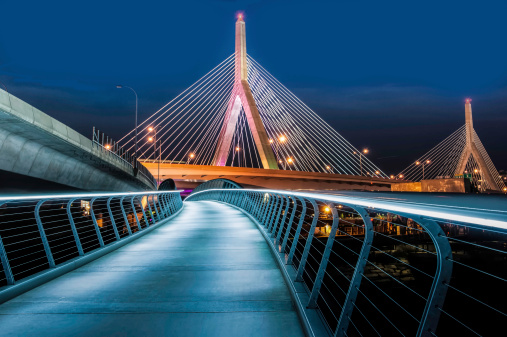 A walkway connects North Point Park in Cambridge with Paul Revere Park in Charlestown.   This walkway goes under the Zakim Bunker Hill Bridge