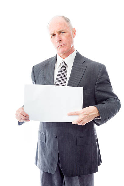 istock Businessman holding a blank placard 491941601