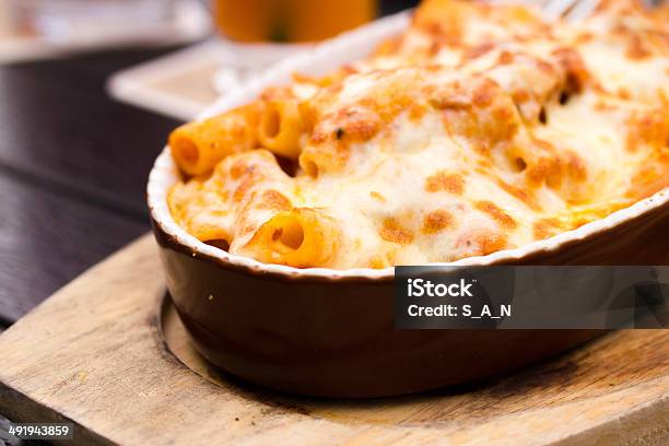 Baked Rigatoni Stock Photo - Download Image Now - Baked, Baking, Basil