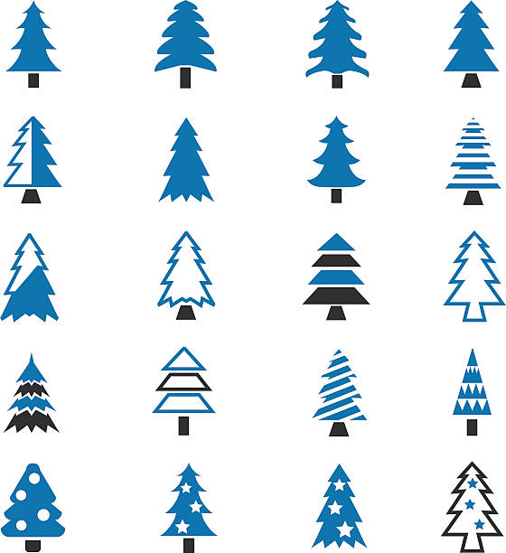 illustrations, cliparts, dessins animés et icônes de ensemble d'icônes de sapin de noël - tree information medium digitally generated image symbol