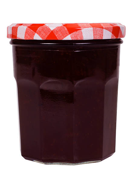 Close-up of a jar of strawberry jam stock photo