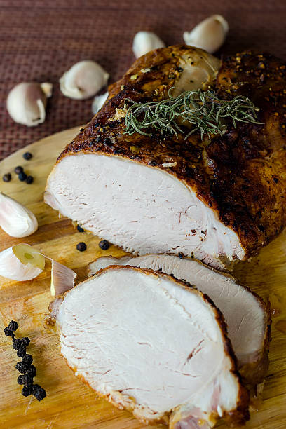 istock Baked meat with basil and garlic 491950756