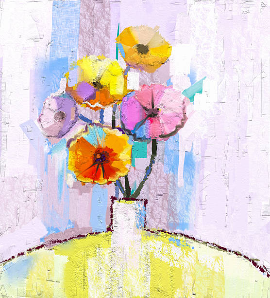 istock Abstract oil painting gerbera flower in vase 491951814