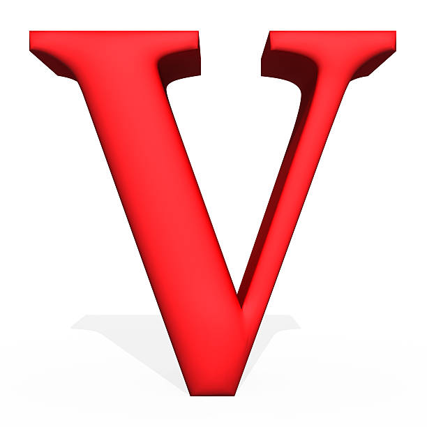istock Red 3d rendering letter V isolated on white background 491952556