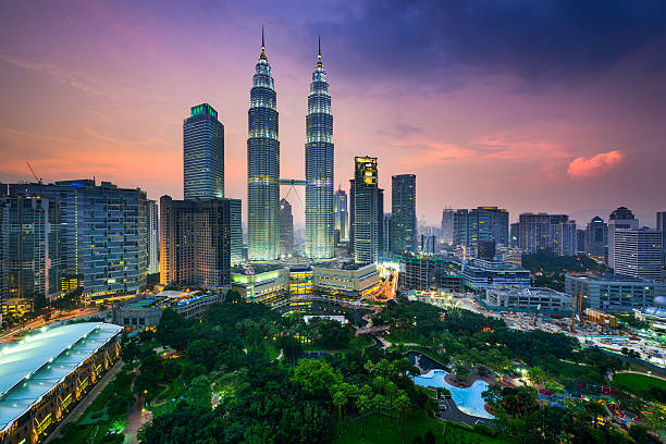 Kuala Lumpur Skyline Kuala Lumpur, Malaysia city skyline. twin towers malaysia stock pictures, royalty-free photos & images