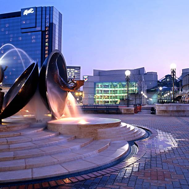 centenary square, birmingham. - international convention center stock-fotos und bilder