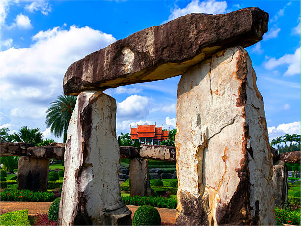View to Wat from Stone Henge in Nong Nooch Garden.
