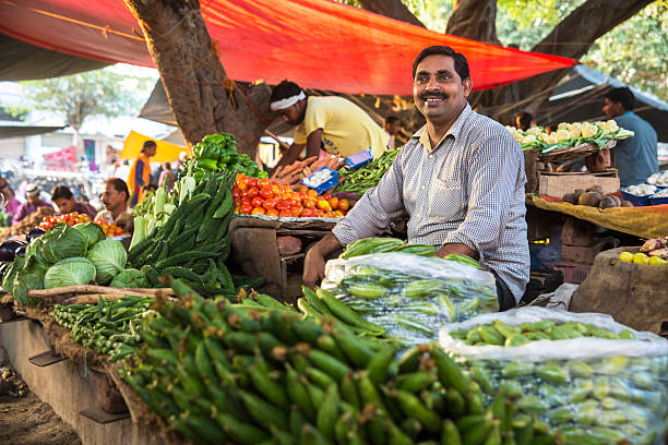 Local Vegetable market in India stock photo