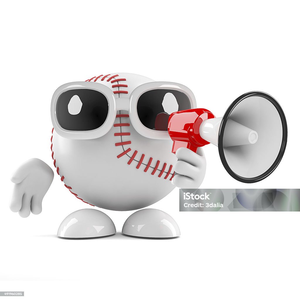 3d Baseball announcement 3d render of a baseball with a loudhailer American Culture Stock Photo