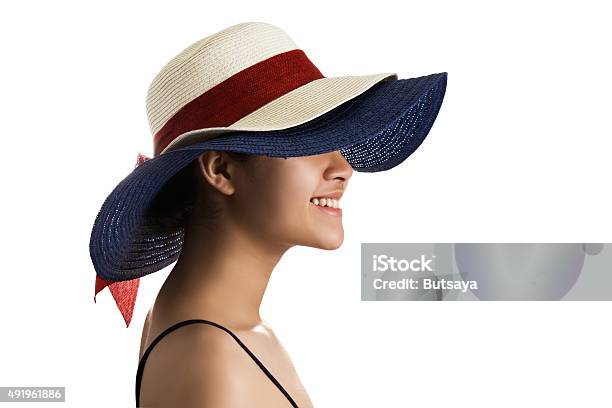 Young Asian Woman Wearing Straw Hat Stock Photo - Download Image Now - 2015, Adult, Adults Only