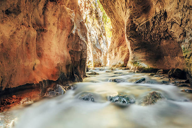 River bed Rio Chillar River In Nerja, Malaga, Spain Popular tourist route In river bed Rio Chillar River In Nerja, Malaga, Spain nerja stock pictures, royalty-free photos & images