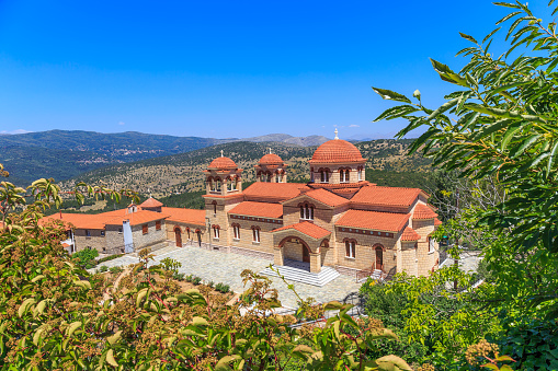 new cathedral of christian orthodox monastery of the assumption of the Virgin Mary in Malevi, Peloponnese, Greece