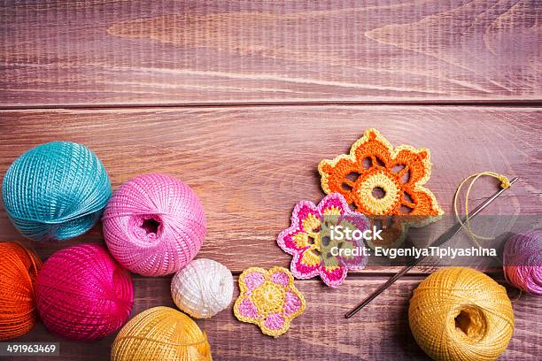 Balls Of Colored Yarn Stock Photo - Download Image Now - Art And Craft, Blue, Clew Bay