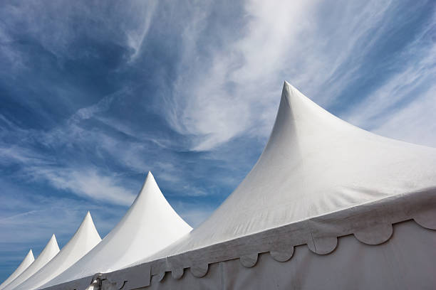 white tent roofs stock photo