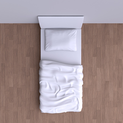 Bed on a white background 3d rendering image