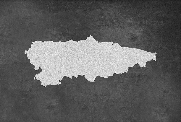 istock Spanish Province of Asturias Map Outline on an Blackboard 491973528