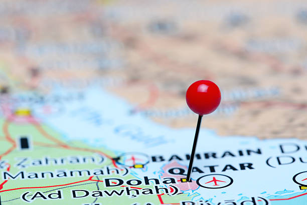 istock Doha pinned on a map of Asia 491974834