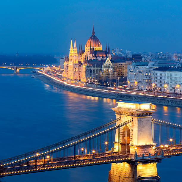istock Budapest cityscape with Chain Bridge and Parliament at dusk 491975332