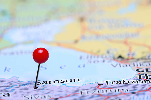 istock Samsun pinned on a map of Asia 491975620
