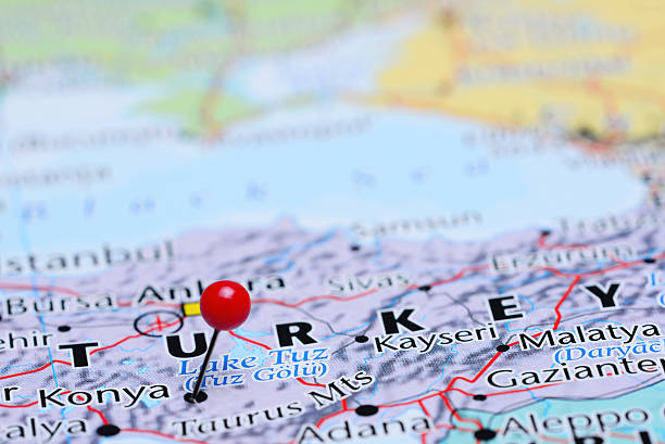 istock Konya pinned on a map of Asia 491975744