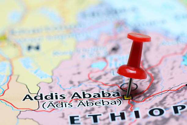 istock Addis Ababa pinned on a map of Asia 491976350