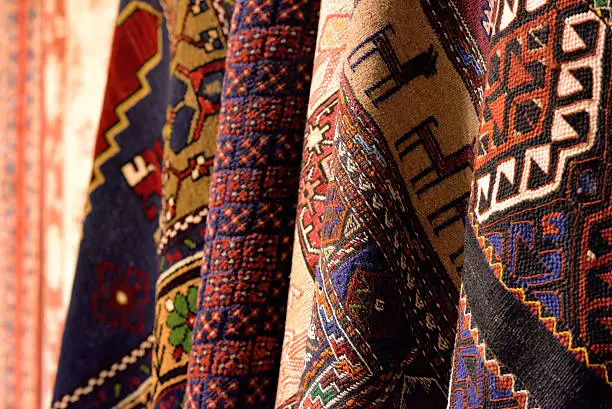 Turkish carpets at Grand Bazaar in Istanbul, Turkey.