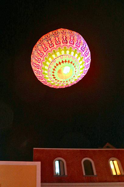 Balloon to Ventotene by night stock photo