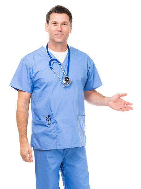 istock Doctor in scrubs on white 491987986