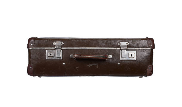 istock Old brown suitcase isolated on white background 491989912