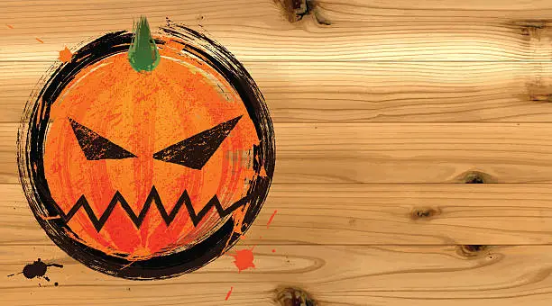 Vector illustration of Halloween background [Jack o' Lantern brush painting]