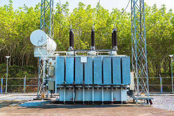 istock Transformer station and the high voltage electric pole 491990813