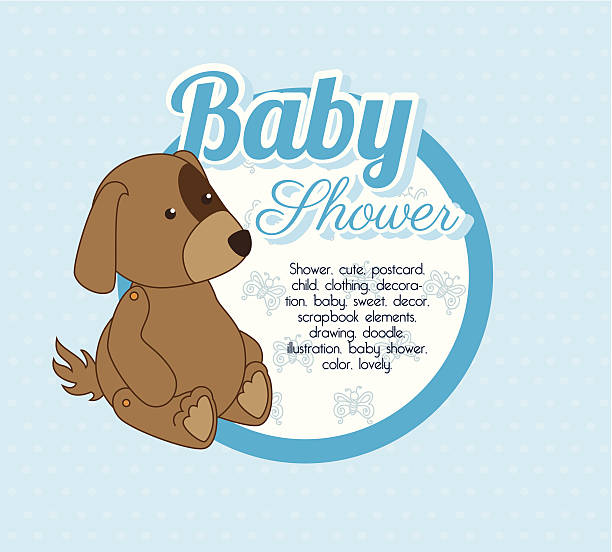 ilustrações, clipart, desenhos animados e ícones de chá de bebê - cão miniatura
