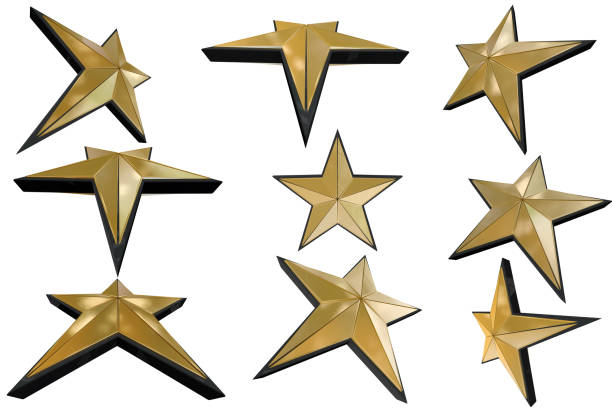 istock Three Dimension rendered, golden star with black border 491991566