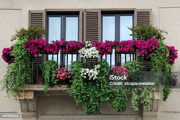 Garden On The Balcony Stock Photo - Download Image Now - Apartment, Architecture, Balcony