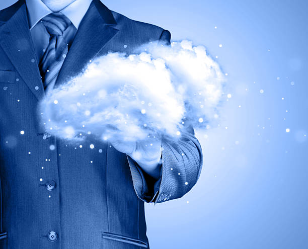 istock Cloud computing concept, close up of young businessman 491992553