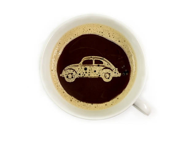 Car dealer offers coffee stock photo