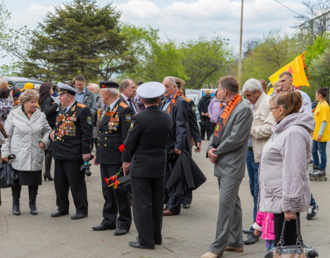 Vladivostok, Russia - May 9, 2014: Unidentified veterans during festivities devoted to Victory Day.