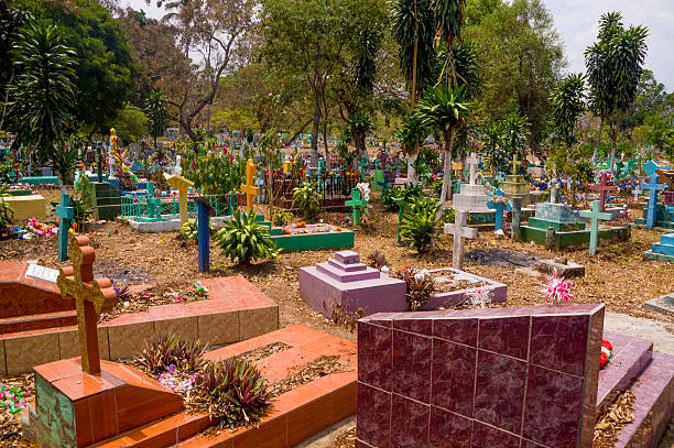 Central american colorful graveyard, cementery at El Salvador