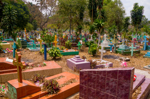 Central american colorful graveyard, cementery at El Salvador