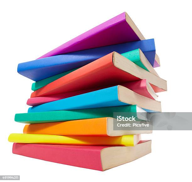 Colorful Books Stack Education Stock Photo - Download Image Now - Analyzing, Book, Book Cover