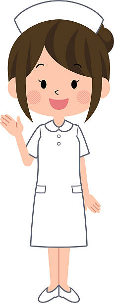 illustrazioni stock, clip art, cartoni animati e icone di tendenza di nurse. woman. tutto il corpo. - nurse standing white background beauty