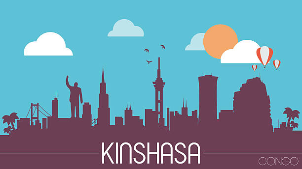 illustrazioni stock, clip art, cartoni animati e icone di tendenza di silhouette congo kinshasa skyline - kinshasa