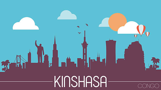 Kinshasa Congo skyline silhouette Kinshasa Congo skyline silhouette flat design vector illustration kinshasa stock illustrations