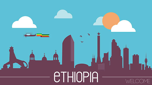 Ethiopia skyline silhouette Ethiopia skyline silhouette flat design vector illustration ethiopia city stock illustrations