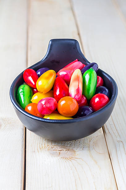 istock Deletable imitation fruits in bowl on wood background 492005148
