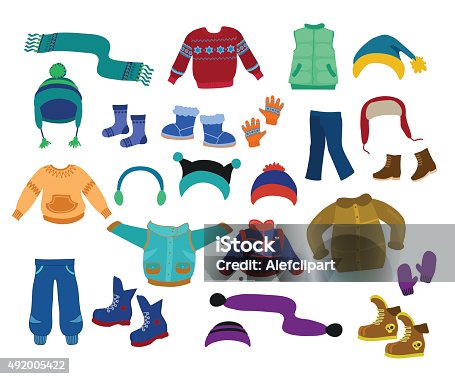 istock Winter apparel collection for boys - vector illustration. 492005422