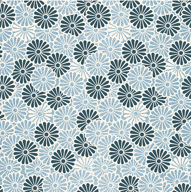 Vintage Japanese seamless flower pattern vector art illustration