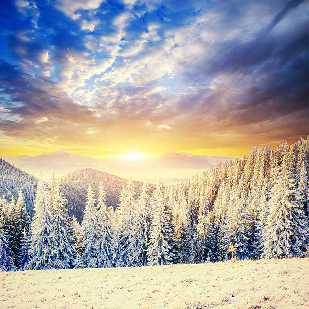 istock sunset in the winter mountains 492006986