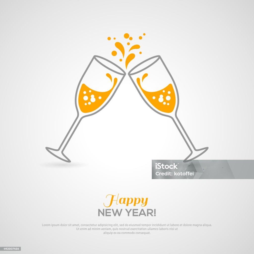 Sparkling champagne glasses. Minimalistic concept Sparkling champagne glasses. Vector illustration. Minimalistic concept with line style glass and sparkling champagne inside. Place for your text message. Celebratory Toast stock vector